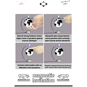 Manyetik Levitasyonlu Işıklı Dünya Küresi 3D Magnetic Levitation Globe Hediyelik Küre Gece Lambası Ev Hediyesi Ofis Hediyesi Sevgililer Günü Hediyesi Masa Lambası Aydınlatma Mavi Işık