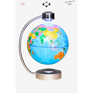 Manyetik Levitasyonlu Işıklı Dünya Küresi 3D Magnetic Levitation Globe Hediyelik Küre Gece Lambası Ev Hediyesi Ofis Hediyesi Sevgililer Günü Hediyesi Masa Lambası Aydınlatma Mavi Işık