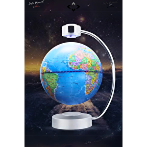 Manyetik Levitasyonlu Işıklı Dünya Küresi 3D Magnetic Levitation Globe Hediyelik Küre Gece Lambası Ev Hediyesi Ofis Hediyesi Sevgililer Günü Hediyesi Masa Lambası Aydınlatma Mavi Işık