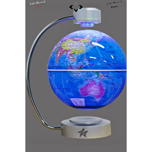 Manyetik Levitasyonlu Işıklı Dünya Küresi 3D Magnetic Levitation Globe Hediyelik Küre Gece Lambası Ev Hediyesi Ofis Hediyesi Sevgililer Günü Hediyesi Masa Lambası Aydınlatma Mavi Işık