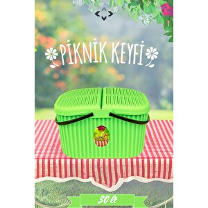 Xxl Yeşil Piknik Sepeti Geniş Aileler İçin Büyük Boy Piknik Sepeti Set 3 Parça  Piknik Sepeti