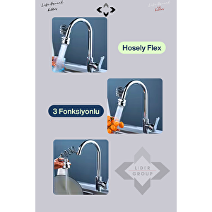Uzatma Hortumlu 3 Fonksiyonlu Musluk Başlığı Batarya/Musluk Uzatma Aparatı Kuaför Berber Musluk Ucu