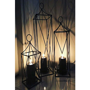 3'lü Set Ferforje Dekoratif Mumluk 5007