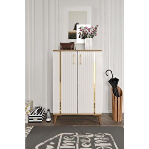 Lyra Metal Kulp Ayakkabılık  Çok Amaçlı Dolap Mutfak Kiler Balkon Ekru Ceviz