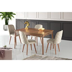 Safir Salon Açılır Yemek Mutfak Masası 90x145cm Ceviz