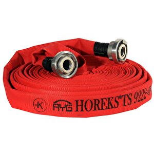 1"(1 Parmak) İçi̇ Kauçuk Dişi Pu Kapli Kirmizi 20 Metre Yangin Hortumu Ts 9222 Serti̇fi̇kali