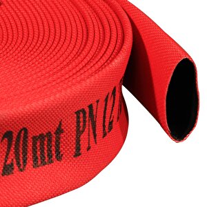 1"(1 Parmak) İçi̇ Kauçuk Dişi Pu Kapli Kirmizi 20 Metre Yangin Hortumu Ts 9222 Serti̇fi̇kali
