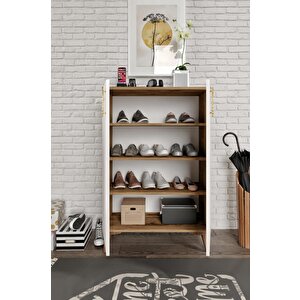 Kale Metal Kulp Ayakkabılık  Çok Amaçlı Dolap Mutfak Kiler Balkon Ekru Ceviz