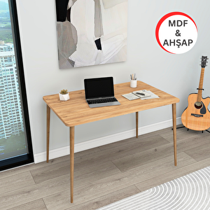 60x110 Cm Oval Kenarlı Mdf Lam Ahşap Ayaklı Çam Desenli Mutfak Yemek Çalışma Masası