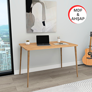 60x110 Cm Oval Kenarlı Mdf Lam Ahşap Ayaklı Çam Desenli Mutfak Yemek Çalışma Masası