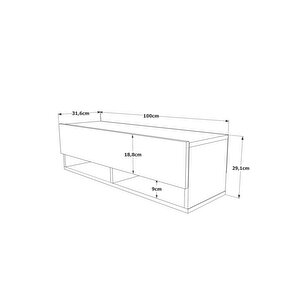 Delphin 100 Cm Raflı Kapaklı Tv Ünitesi Dlp13-aw Çam-beyaz