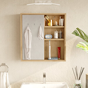 Aqua Aynalı Lavabo Üstü Banyo Dolabı Raflı Kapaklı 60cm Sepet