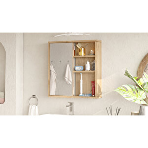 Aqua Aynalı Lavabo Üstü Banyo Dolabı Raflı Kapaklı 60cm Sepet