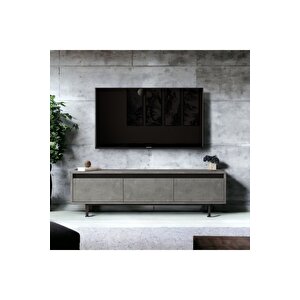 Owen 160 Cm Kapaklı Tv Ünitesi Sehpası Metal Ayaklı Beton-siyah Ow1-rl