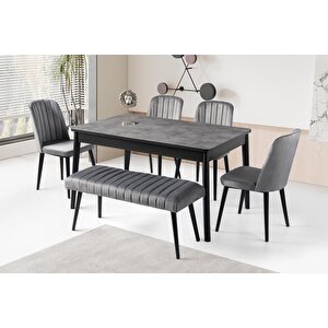 Safir Banklı Salon Yemek Masa Sandalye Takımı 90x145