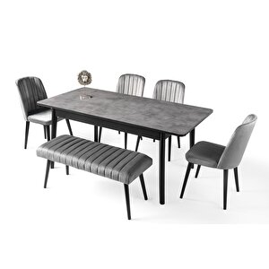 Safir Banklı Salon Yemek Masa Sandalye Takımı 90x145