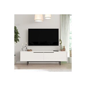 Leena 160 Cm Tv Ünitesi Sehpası Metal Ayaklı Beyaz La1-w