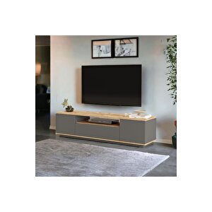 Delphin 180 Cm Raflı Kapaklı Tv Ünitesi Dlp7-aa Çam-antrasit