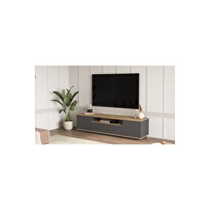 Delphin 180 Cm Raflı Kapaklı Tv Ünitesi Dlp7-aa Çam-antrasit
