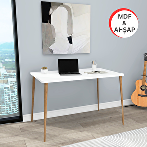 60x110 Cm Oval Kenarlı Mdf Lam Ahşap Ayaklı Mat Beyaz Mutfak Yemek Çalışma Masası