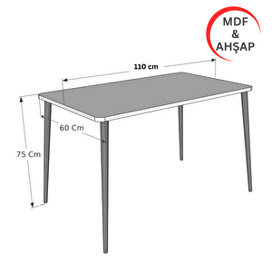 60x110 Cm Oval Kenarlı Mdf Lam Ahşap Ayaklı Mat Beyaz Mutfak Yemek Çalışma Masası