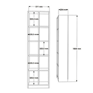 Robin Home Vera Geniş Kitaplık 10 Raflı 180cm Beyaz
