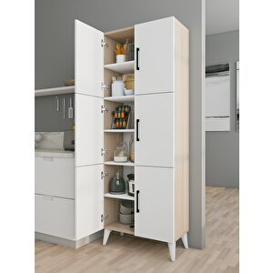 Çok Amaçlı Dolap Parlak Beyaz-cordoba Kiler Mutfak Banyo Hol Kapaklı Raflı Dolap Cordoba