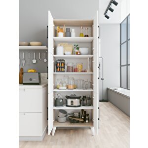 Çok Amaçlı Dolap Parlak Beyaz-cordoba Kiler Mutfak Banyo Hol Kapaklı Raflı Dolap Cordoba