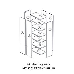 Çok Amaçlı Dolap Parlak Beyaz Kiler Dolabı Erzak Dolabı Mutfak Dolabı Banyo Dolabı 6 Raflı