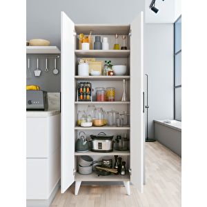 Çok Amaçlı Dolap Parlak Beyaz-cordoba Kiler Dolabı Erzak Dolabı Mutfak Dolabı Banyo Dolabı 6 Raflı Cordoba