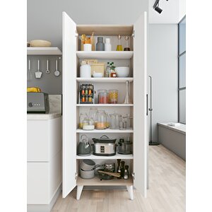 Çok Amaçlı Dolap Parlak Beyaz-cordoba Kiler Dolabı Erzak Dolabı Mutfak Dolabı Banyo Dolabı 6 Raflı