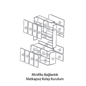 Çok Amaçlı Dolap Parlak Beyaz Kahve Köşesi 8 Kapaklı Dolap