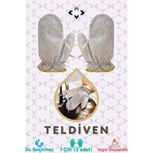 1 Çift Teldiven Bez 2 Adet Çelik Su Geçirmez Tel Bulaşık Eldiveni Çok Amaçlı Eldiven Su Geçirmez