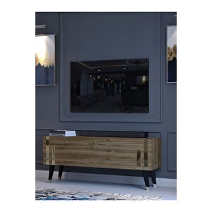 Festival Tv Ünitesi G6302-2 Ceviz Gold 120 Cm Tv Sehpası Minifiks Bağlantı Dışarıdan Vida Gözükmez