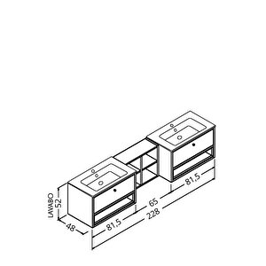 Espero 225 Cm Beyaz Lavabolu Alt Modül