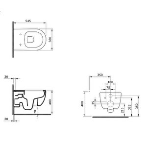 V Tondo Rimless Asma Klozet Mat Siyah