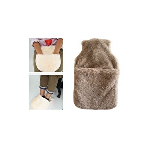 Sicak Su Torbasi Cepli̇ Bej Peluş Termofor 32,5x17,5cm  1500 Ml