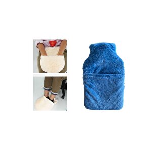 Sicak Su Torbasi Cepli̇ Mavi̇ Peluş Termofor 32,5x17,5cm  1500 Ml