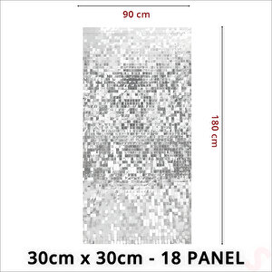 Işıltılı Pul Payetli Arka Fon Paneli, 90cm X 180cm - Gümüş