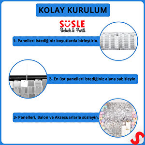 Işıltılı Pul Payetli Arka Fon Paneli, 90cm X 180cm - Gümüş
