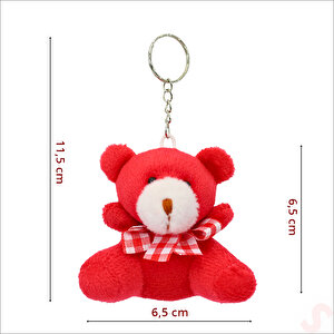 Pelüş Ayıcık Anahtarlık, 6,5 Cm X 6,5 Cm - Kırmızı