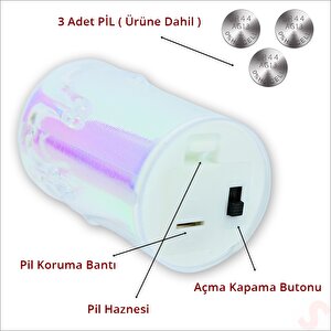 Erimiş Mum Görünümlü,gökkuşağı Işıklı Pilli Led Mum, 8x3,6cmx3 Adet