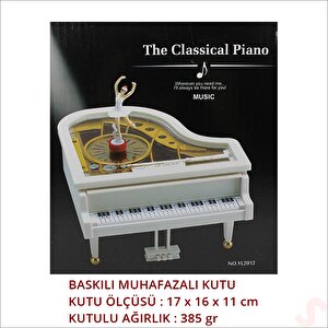 Dans Eden Balerinli Piyano Müzik Kutusu, 16cm X 15cm X 10cm
