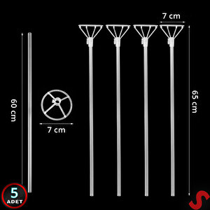 60cm Balon Çubuğu Ve Takma Aparatı Seti, Balon Hariç - 5 Set