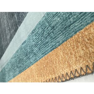 Bambu Halı Salon Halısı Post Pelüş Halı Elips Desenli Yeşil Tonlarda 100x150 cm