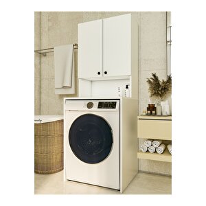 Çamaşır Makinesi Üstü Düzenleyici Parlak Beyaz Banyo Dolabı Beyaz