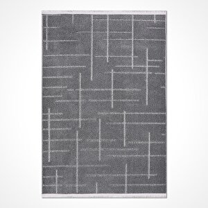 Leyla Çizgili Gri Halı - 9336grk 80x300 cm