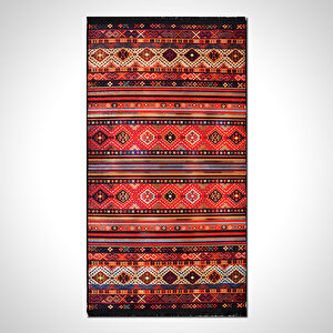 Kırmızı Etnik Desen Baskı Halı - Mdl832 120x180 cm