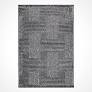 Leyla Çizgili Gri Halı - 9331grk 100x300 cm