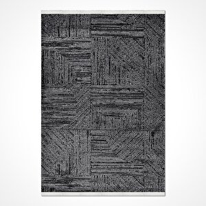 Alabar Siyah Gri Modern Halı - 1153 80x300 cm